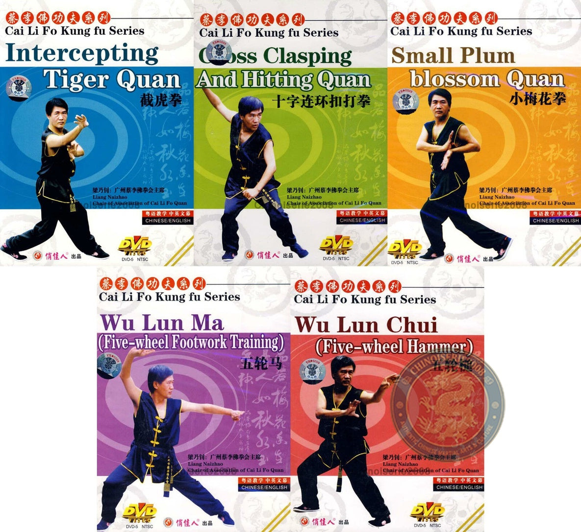 Cai Li Fo Choy Li Fut Kung Fu 5-DVD Set by Master Liang Naizhao Instruction DVD